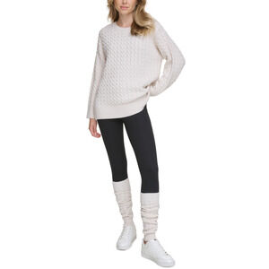 Dkny Sport Women Cable Knit Sweater Leg Warmers Set Sand Size M